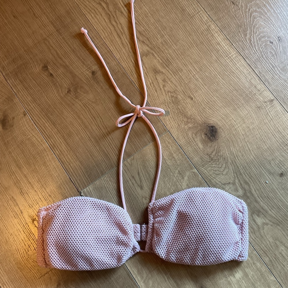 Victoria’s Secret PINK Bandeau Bikini Top Glitter Strap Pink Size Large